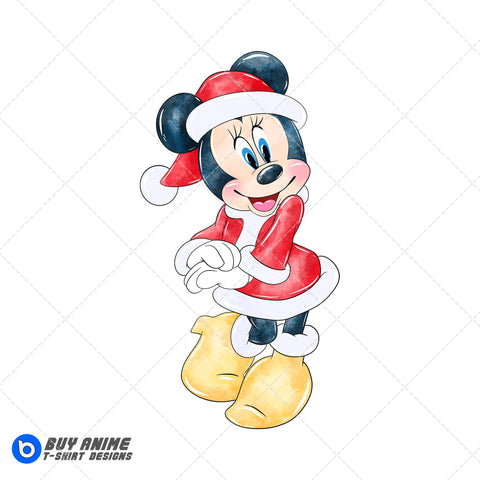Minnie Mouse Christmas Watercolor Clipart PNG Hand Drawn Illustration