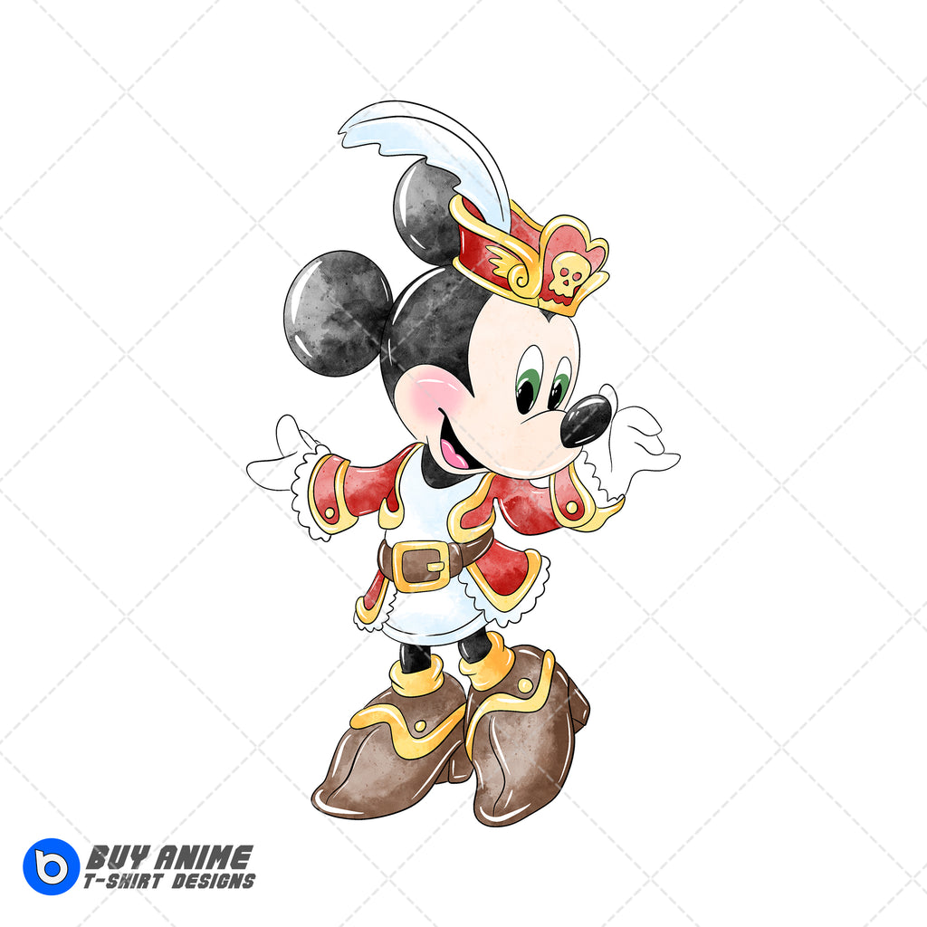 Minnie Mouse Pirate Watercolor Clipart PNG Hand Drawn Illustration