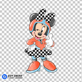 Minnie Mouse Racing Watercolor Clipart PNG Hand Drawn Illustration