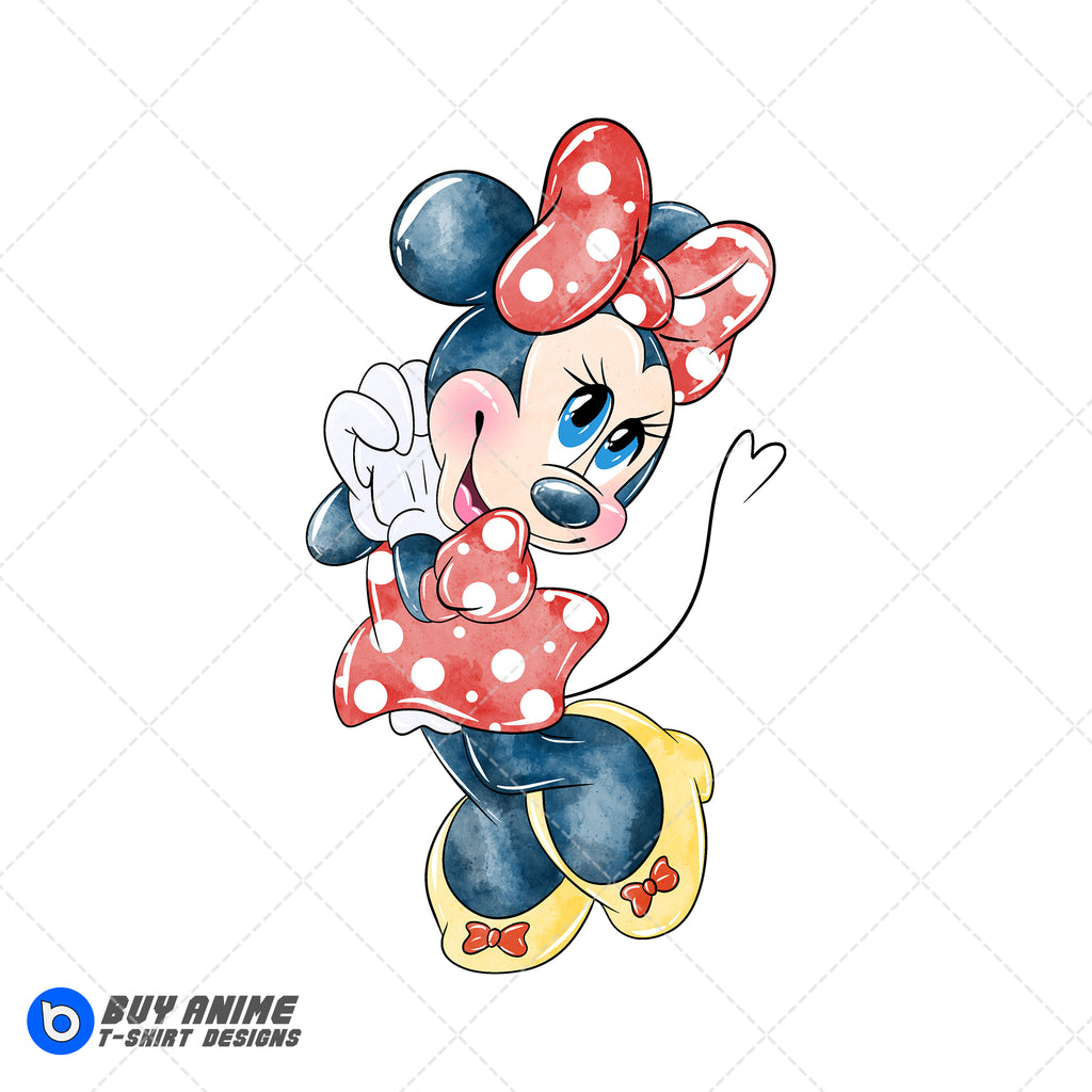 Minnie Mouse Valentines Watercolor Clipart PNG Hand Drawn Illustration
