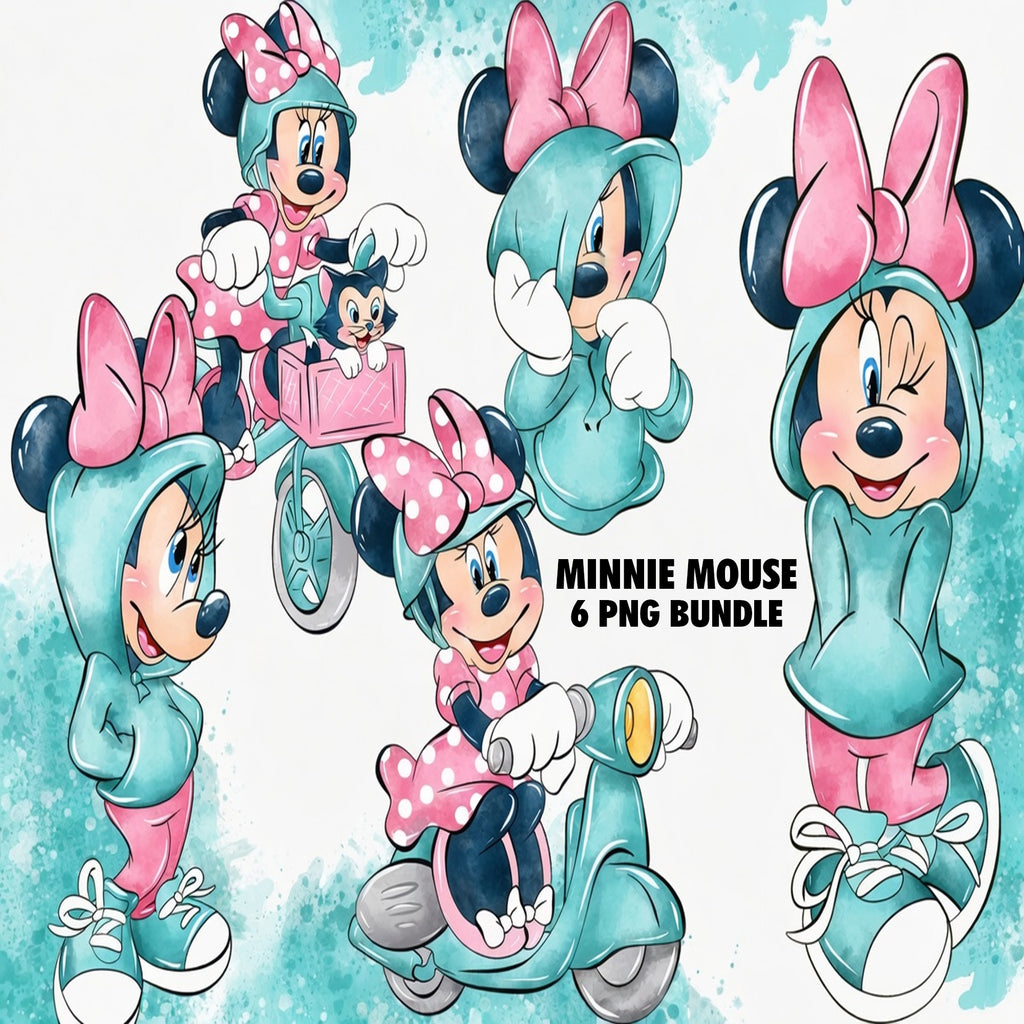 Minnie Mouse Watercolor Clipart PNG Bundle #2