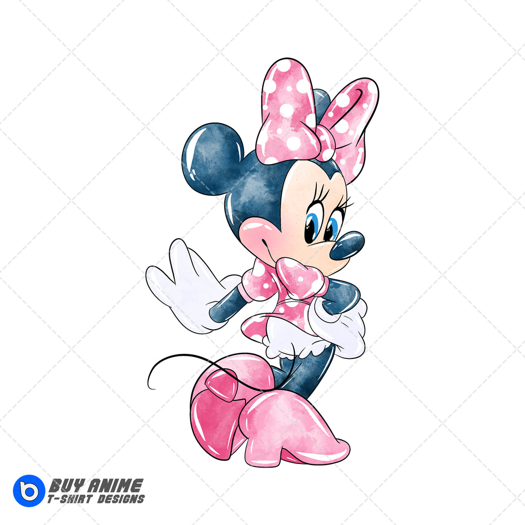 Minnie Mouse Watercolor Clipart PNG Hand Drawn Illustration #2