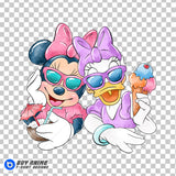 Minnie Mouse and Daisy Duck Watercolor Clipart PNG Hand Drawn Illustration