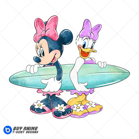 Minnie Mouse and Daisy Duck Watercolor Clipart PNG Hand Drawn Illustration #3