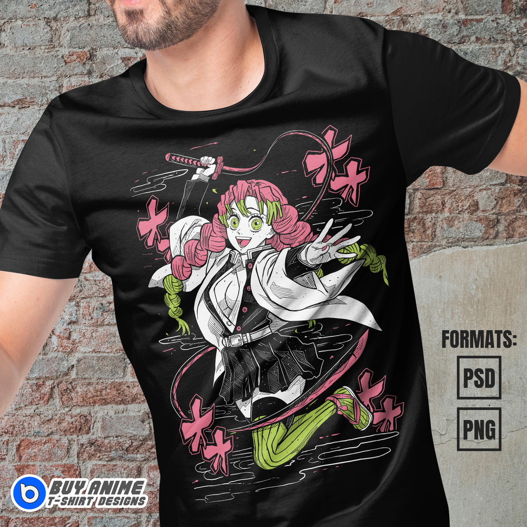Mitsuri Demon Slayer Anime Vector T-shirt Design Template