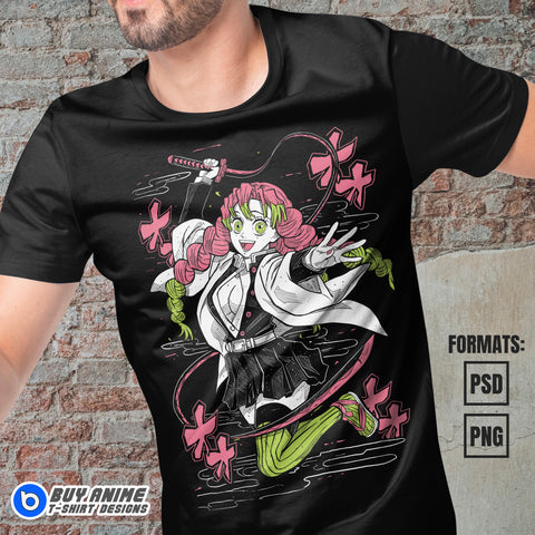 Mitsuri Demon Slayer Anime Vector T-shirt Design Template
