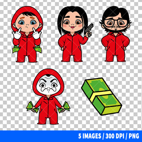 Money Heist Clipart PNG Bundle