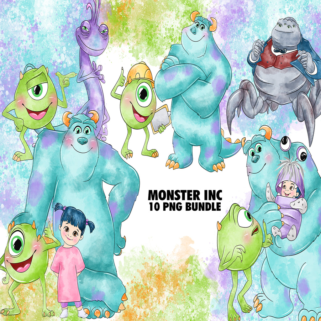 Monster Inc Watercolor Clipart PNG Bundle #2