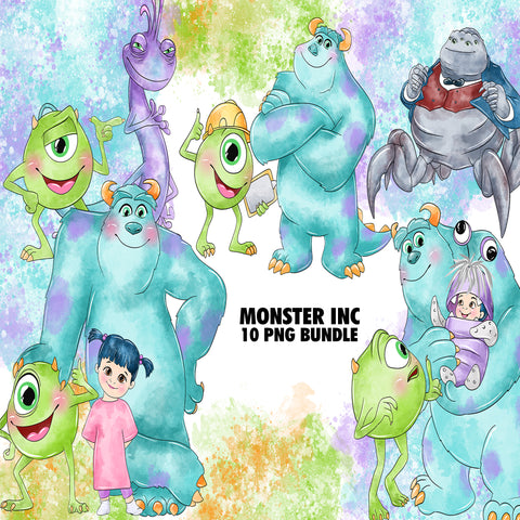 Monster Inc Watercolor Clipart PNG Bundle #2