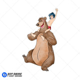 Mowgli and Baloo The JUngle Book Watercolor Clipart PNG Hand Drawn Illustration