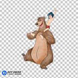 Mowgli and Baloo The JUngle Book Watercolor Clipart PNG Hand Drawn Illustration