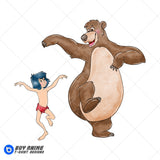 Mowgli and Baloo The JUngle Book Watercolor Clipart PNG Hand Drawn Illustration #2