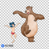 Mowgli and Baloo The JUngle Book Watercolor Clipart PNG Hand Drawn Illustration #2