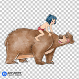 Mowgli and Baloo The JUngle Book Watercolor Clipart PNG Hand Drawn Illustration #3