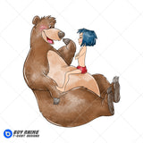 Mowgli and Baloo The JUngle Book Watercolor Clipart PNG Hand Drawn Illustration #4