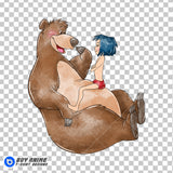 Mowgli and Baloo The JUngle Book Watercolor Clipart PNG Hand Drawn Illustration #4