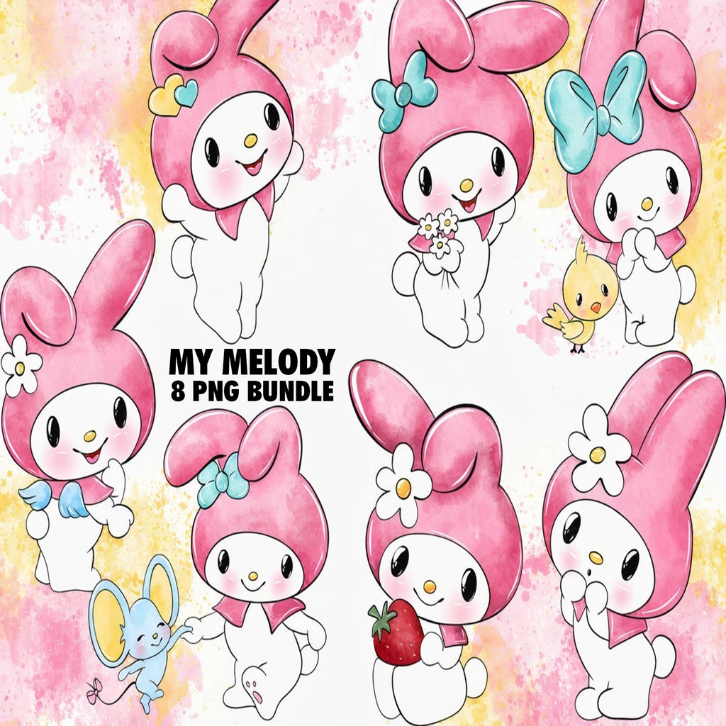 My Melody Watercolor Clipart PNG Bundle