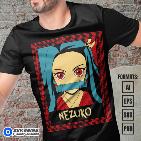 Nezuko Demon Slayer Vector T-shirt Design Template