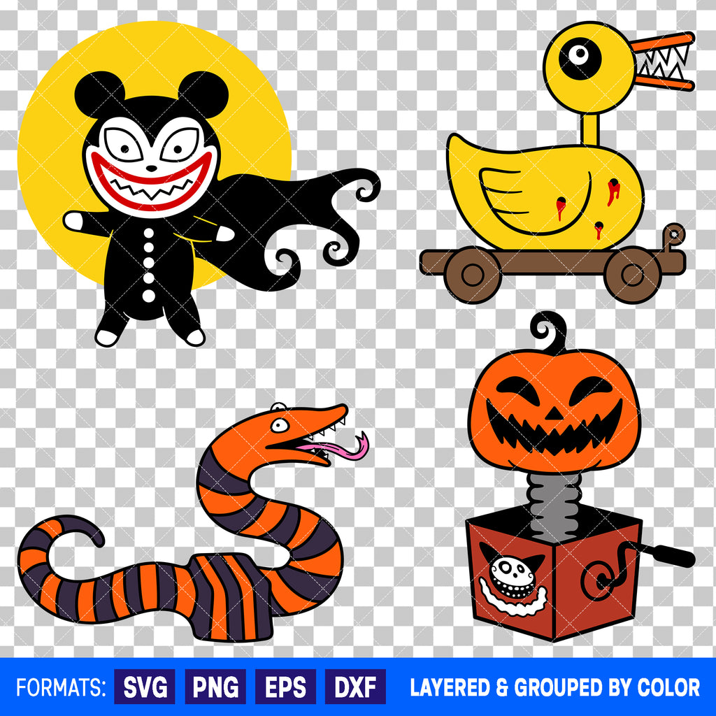 Nightmare Before Christmas Toys Halloween Bundle SVG Cut Files for Cricut and Silhouette