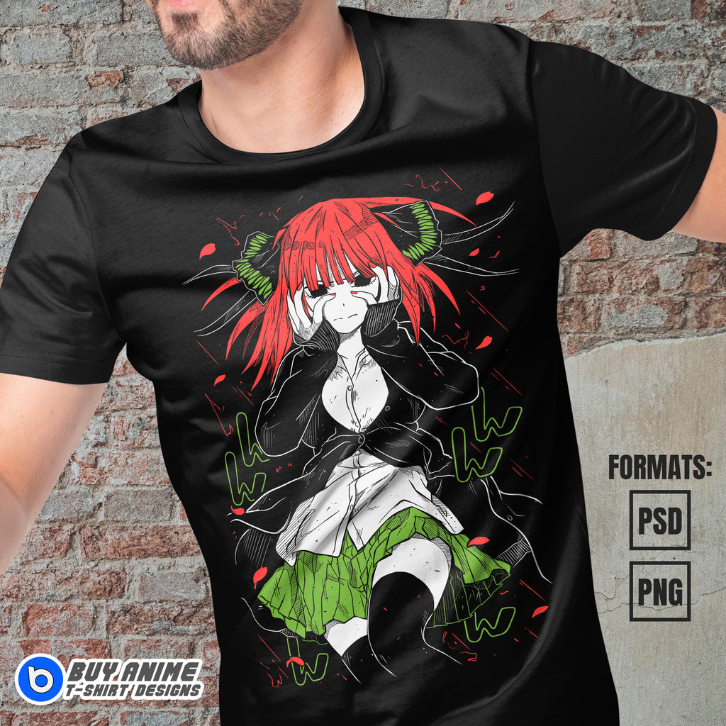 Nino Nakano The Quintessential Quintuplets Anime Vector T-shirt Design Template