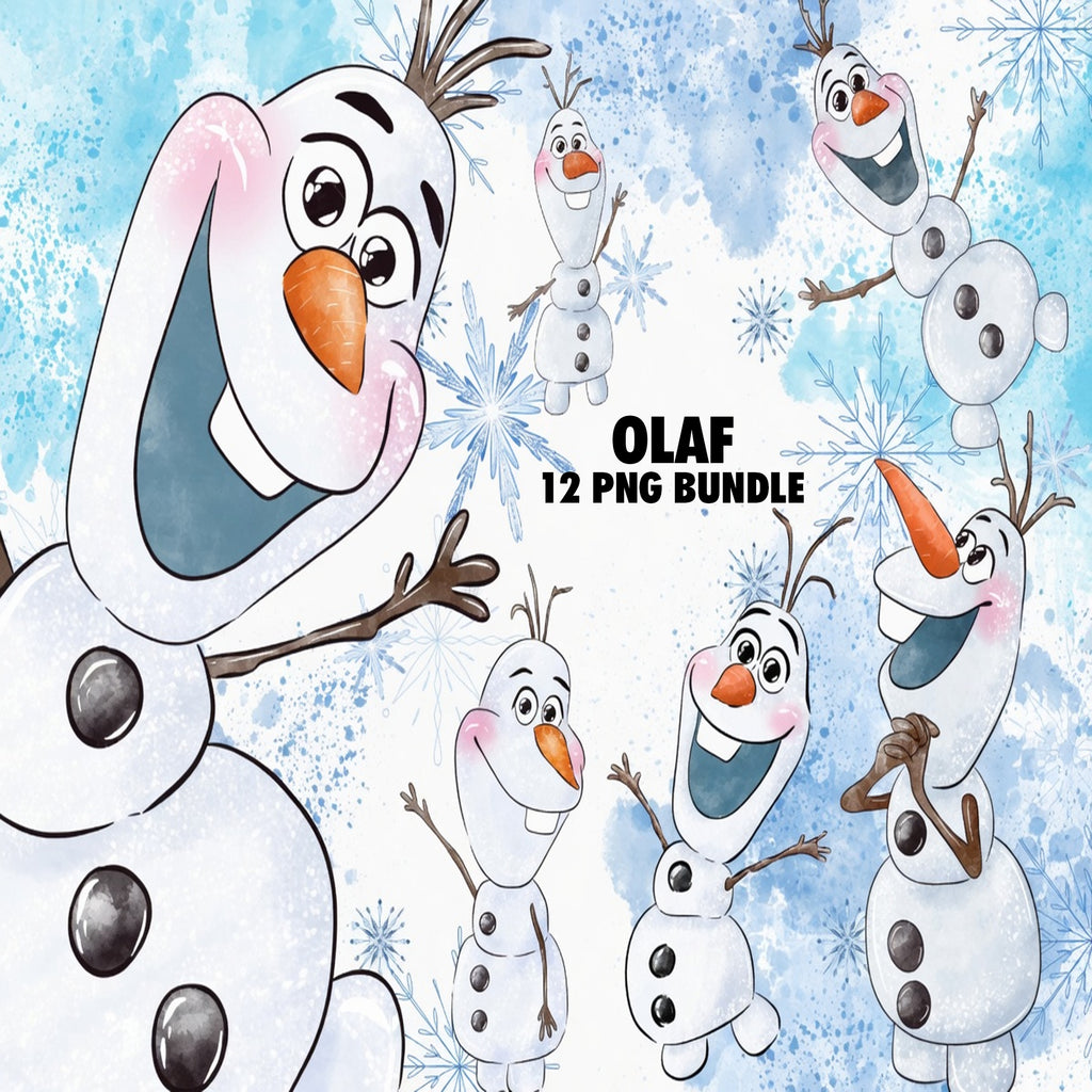 Olaf Frozen Watercolor Clipart PNG Bundle #2