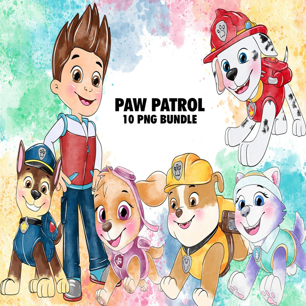 Paw Patrol Watercolor Clipart PNG Bundle #3