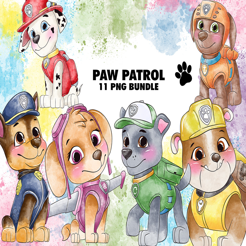 Paw Patrol Watercolor Clipart PNG Bundle #4
