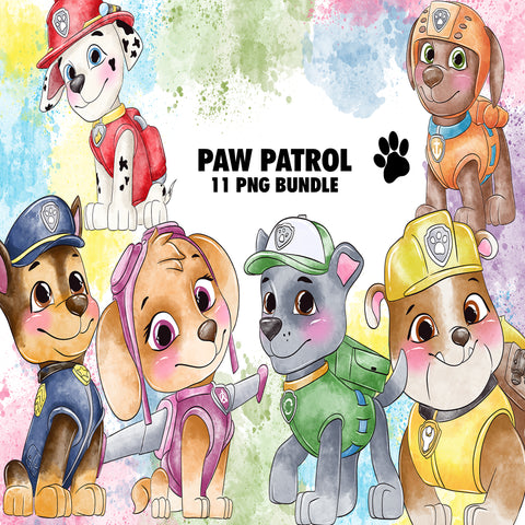 Paw Patrol Watercolor Clipart PNG Bundle #4