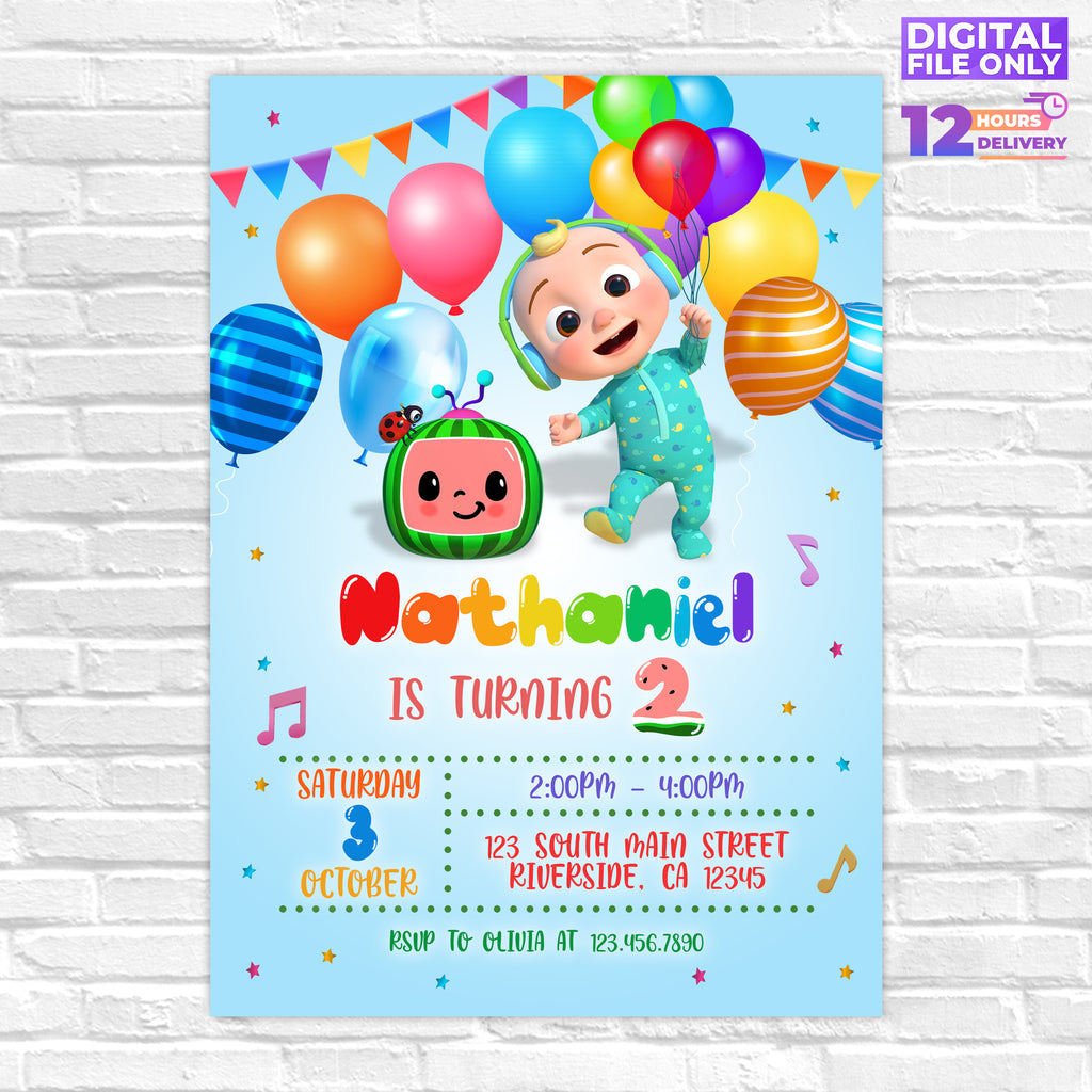 Personalised Cocomelon Digital Printable Birthday Party Invitation #2