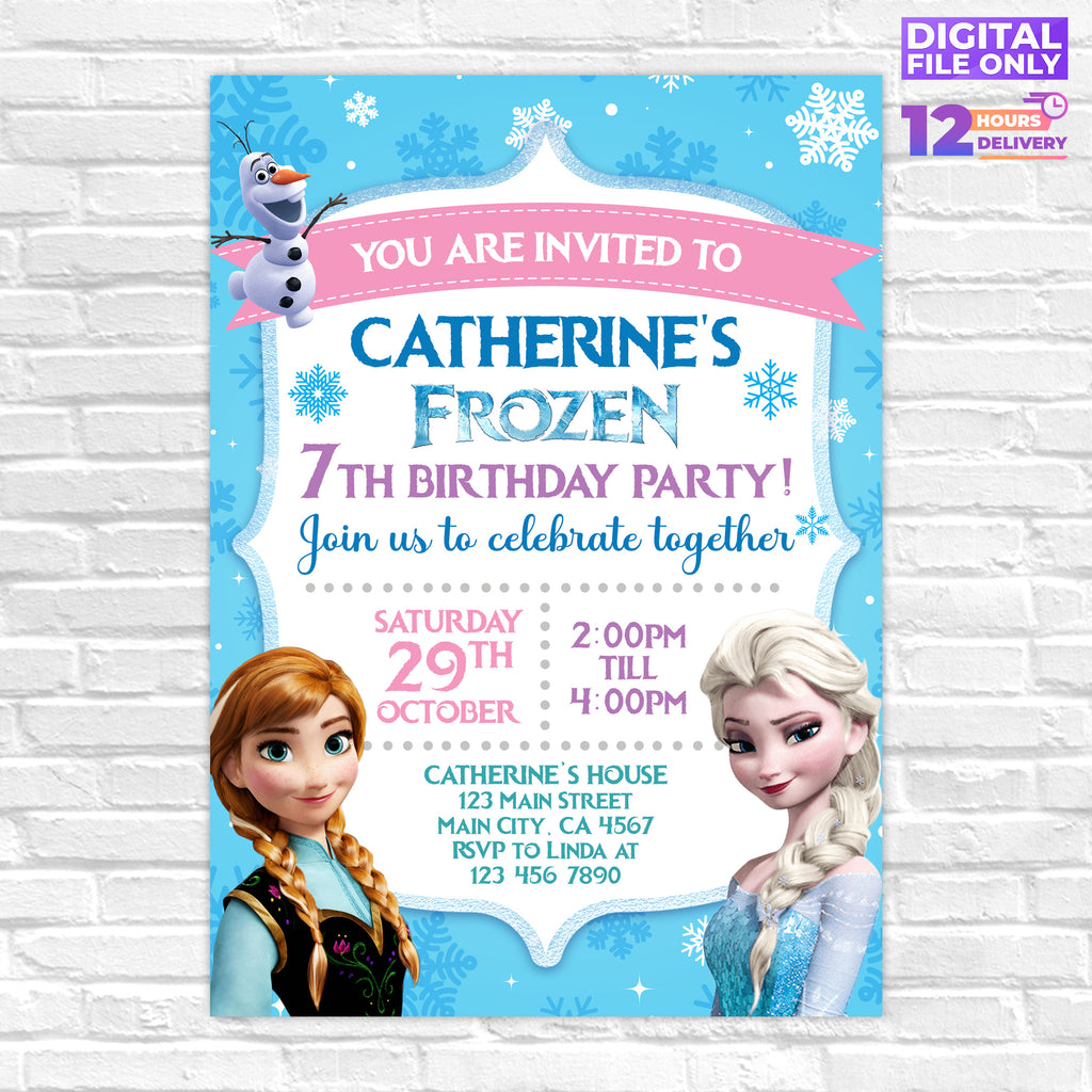 Personalised Frozen Digital Printable Birthday Party Invitation