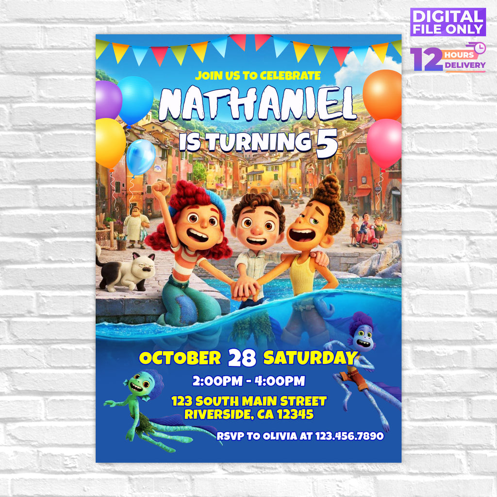 Personalised Luca Digital Printable Birthday Party Invitation