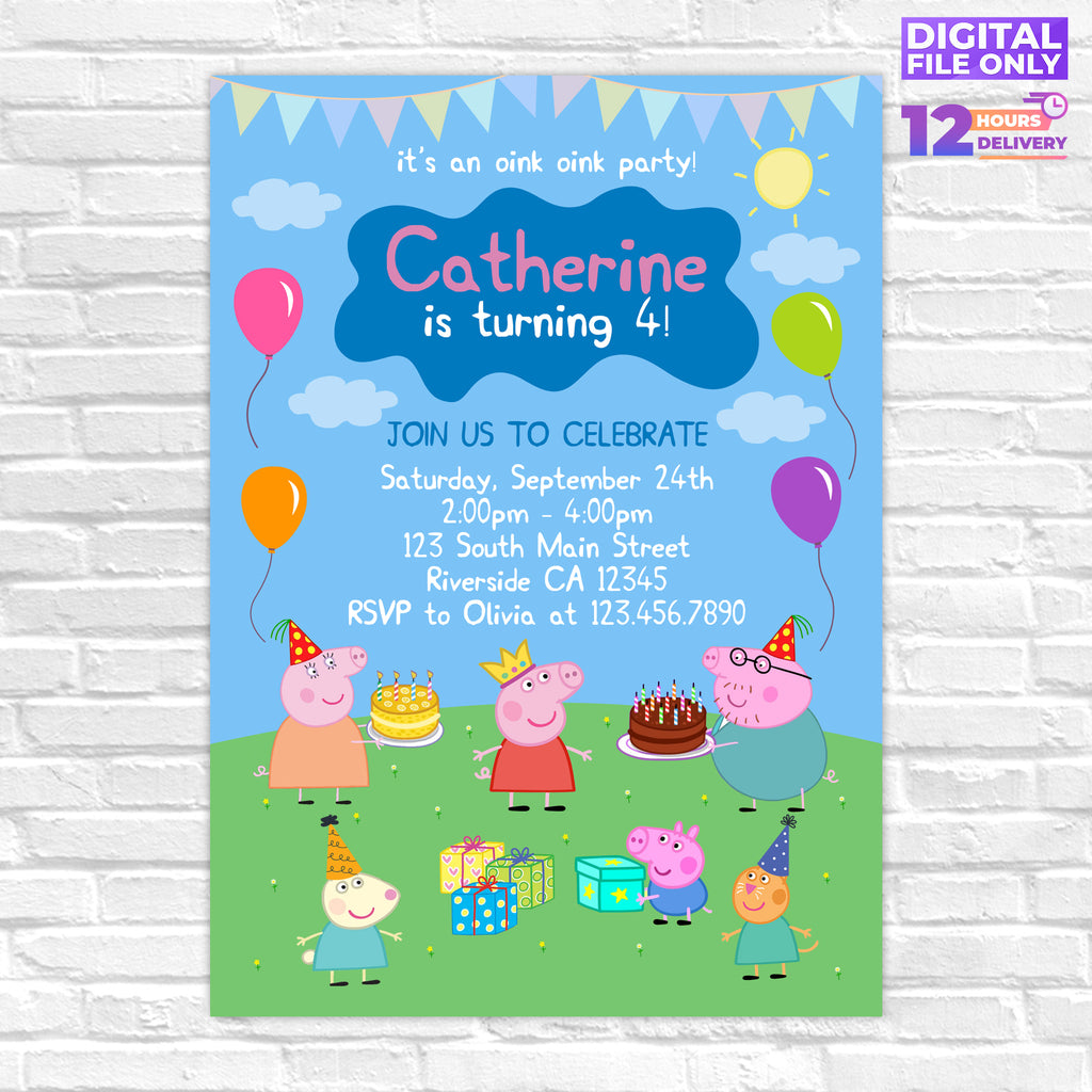 Personalised Peppa Pig Digital Printable Birthday Party Invitation #2