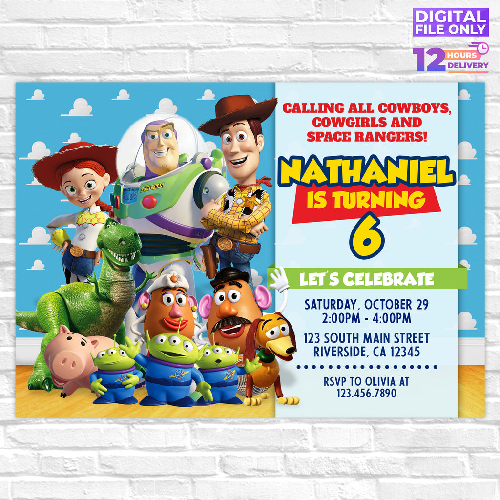 Personalised Toy Story Digital Printable Birthday Party Invitation