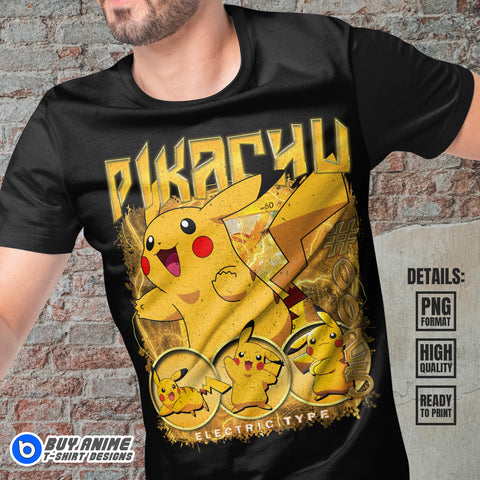 Pikachu Pokemon Anime Bootleg T-shirt Design