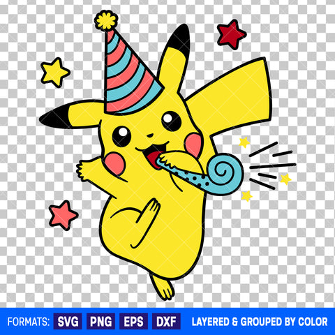 Pikachu Pokemon Birthday SVG Cut File for Cricut and Silhouette