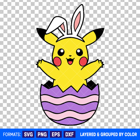 Pikachu Pokemon Easter SVG Cut File for Cricut and Silhouette