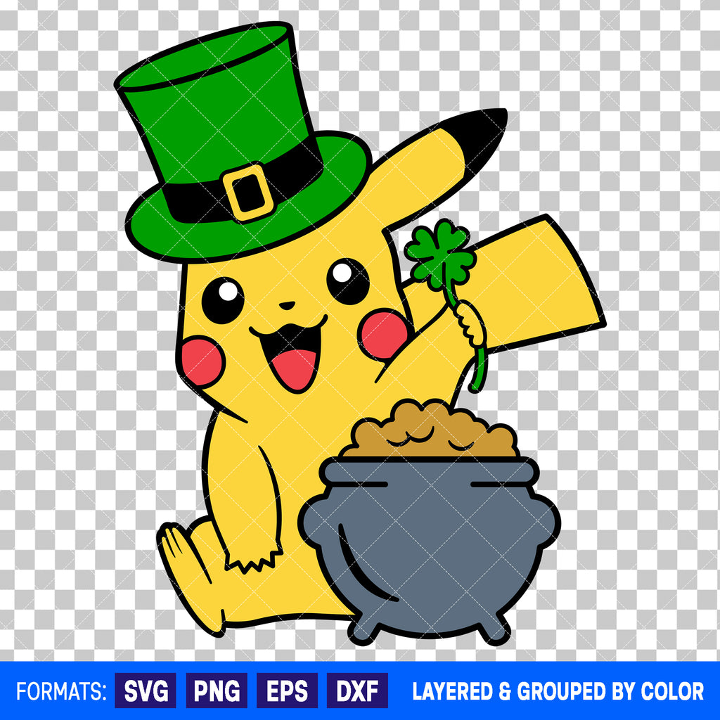 Pikachu Pokemon St Patrick's Day SVG Cut File for Cricut and Silhouette