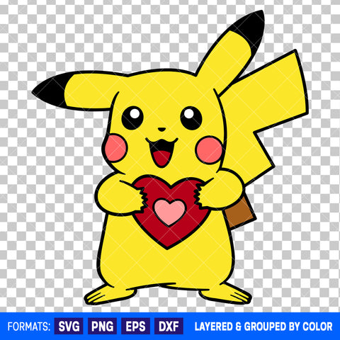 Pikachu Pokemon Valentines Day SVG Cut File for Cricut and Silhouette #2