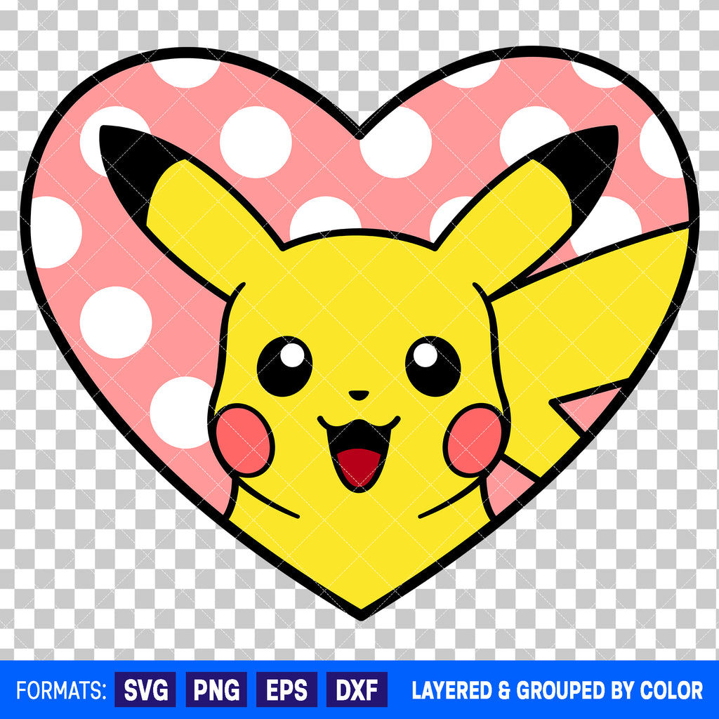 Pikachu Pokemon Valentines Day SVG Cut File for Cricut and Silhouette