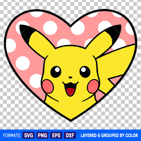 Pikachu Pokemon Valentines Day SVG Cut File for Cricut and Silhouette