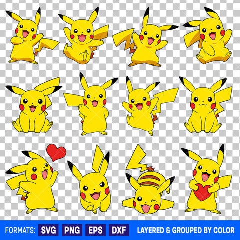 Pikachu Pokemon Bundle SVG Cut Files for Cricut and Silhouette