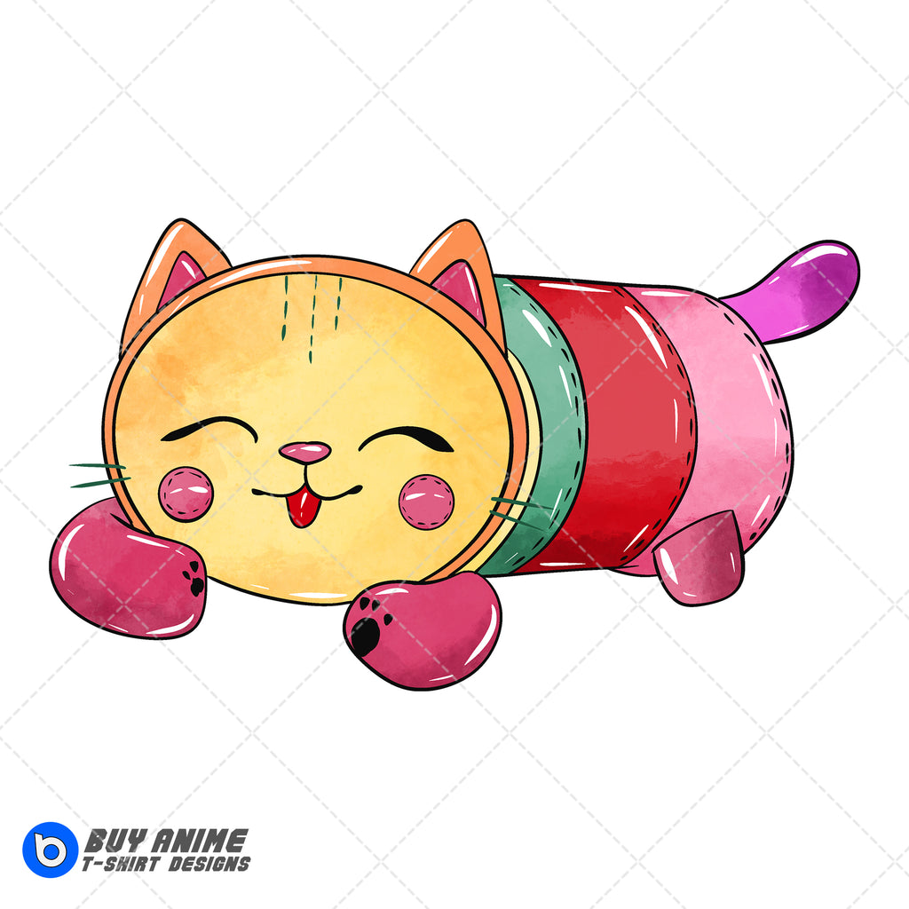 Pillow Cat Gabby's Dollhouse Watercolor Clipart PNG Hand Drawn Illustration