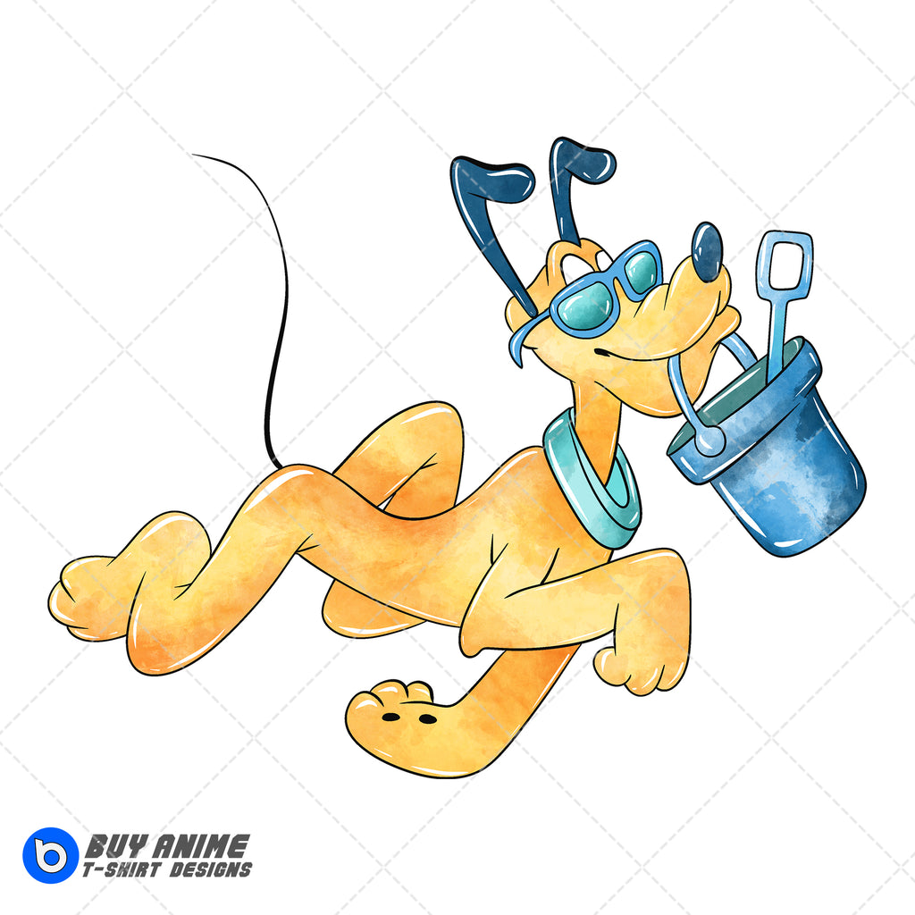 Pluto Summer Watercolor Clipart PNG Hand Drawn Illustration
