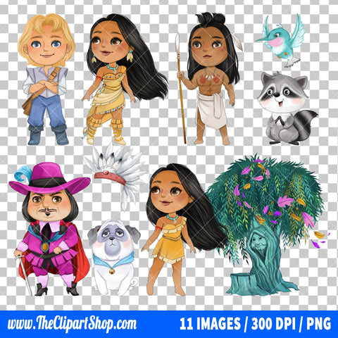 Pocahontas Clipart PNG Bundle #2