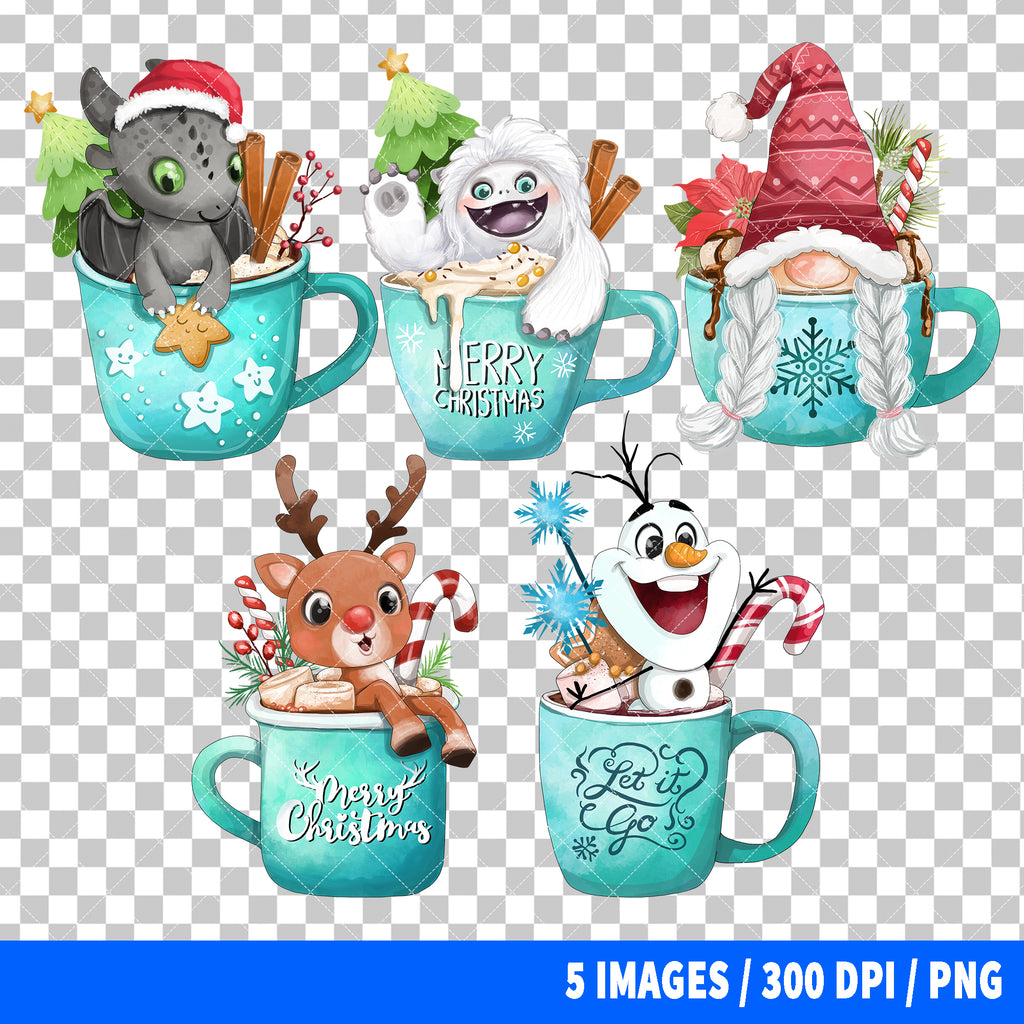 Popular Characters Christmas Clipart PNG Bundle #2