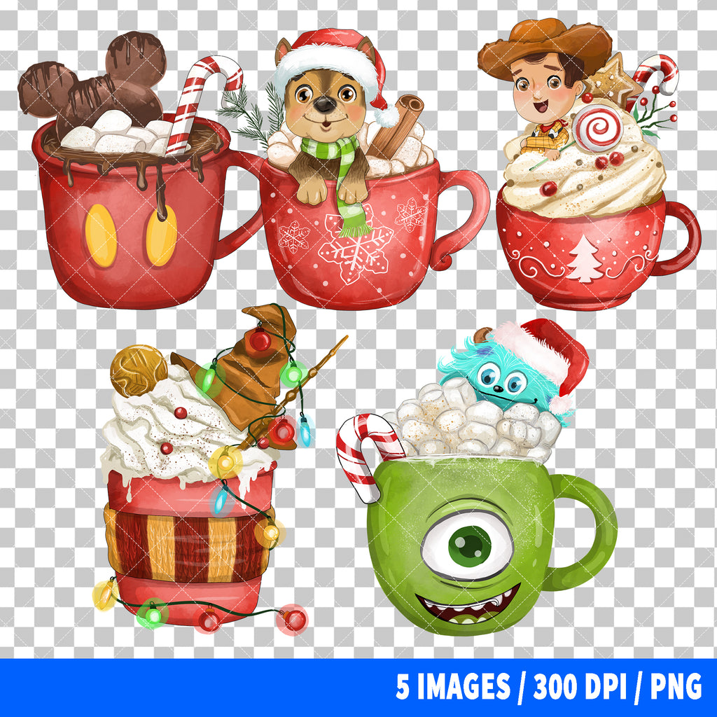 Popular Characters Christmas Clipart PNG Bundle #3