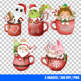 Popular Characters Christmas Clipart PNG Bundle