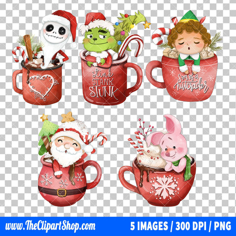 Popular Characters Christmas Clipart PNG Bundle