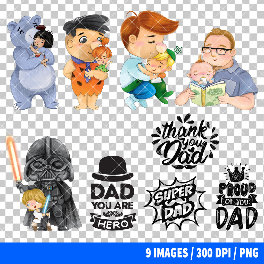 Popular Characters Father's Day Clipart PNG Bundle