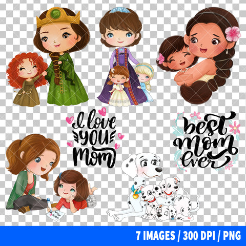 Popular Characters Mother's Day Clipart PNG Bundle